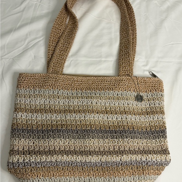 The Sak Sand Stripe Classic Crochet Tote Bag - Picture 1 of 9